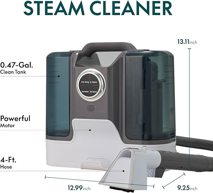 Steam Cleaner Portable Carpet and Upholstery Spot Cleaner with 450W Motor 1800ml Tank for Pet Stains and Home Use
