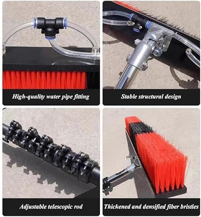 18FT Extendable Aluminium Water Fed Pole Telescopic Window Cleaning Brush &amp Solar Panel Cleaner - Professional Window Cleaning Equipment for Home &amp Commercial Use