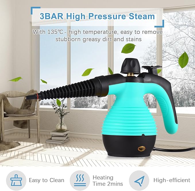 Portable Handheld Steam Cleaner 1050W Multifunctional High Temperature Pressurized Steam Cleaning Machine with 9PCS Accessory for Kitchen Sofa Bathroom Car Window