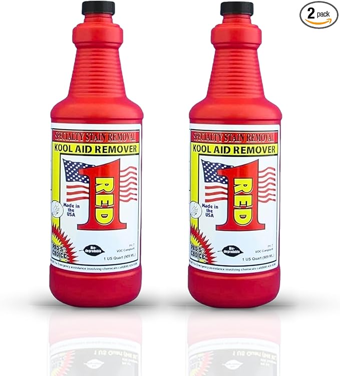 Pro's Choice Fabric Stain Remover Red 1 - Stain Remover on Synthetic Food Colors/Dyes - Carpet &amp Couch Stain Remover - Red Wine Stain Remover for Clothes Laundry - Red Stain Removal (2 Pack 32 fl
