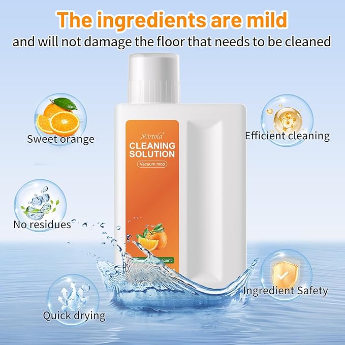Sweet Orange Scent Floor Cleaning Solution Compatible with Dreame Cleaning Solution Floor Cleaner for Hardwood Tile Hardfloor Compatible Robot Vacuums with Mopping and Wet Dry Vacuum (2 bottles)