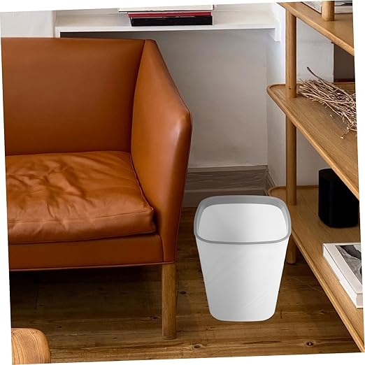 Veemoon Large Capacity White Plastic Trash Bin Lidless Wastebasket for Kitchen Bathroom Office and Home Design for Effortless Waste Disposal and Easy Maintenance