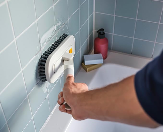 Joseph Joseph CleanTech Household Cleaning 2-Piece Set for Bathroom &amp Kitchen Includes: 2-in-1 Tile Scrubber with Grout Brush and 3-in-1 Detail Brush with Nylon Scraper Tip