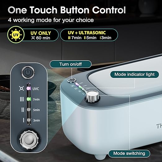 Ultrasonic Jewelry Cleaner Jewelry Cleaning Machine Smart Variable Frequency 47KHz - 50KHz Professional Sonic Cleaner with UV for Rings Glasses Watches Dentures Retainer Earrings Necklaces