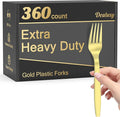 360 Count Extra Heavy Duty Gold Plastic Forks Disposable BPA-Free Heat Resistant Solid and Durable Disposable Forks Bulk Premium Plastic Forks heavy duty for Party Supply