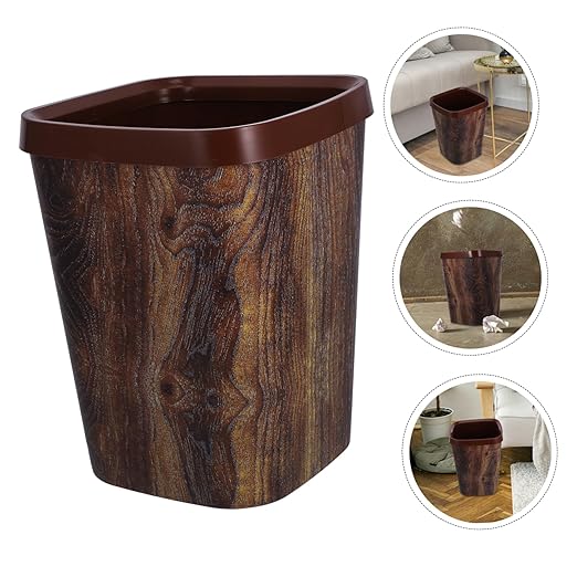 Imitation Grain Garbage Can Wastebasket for Bathroom Office Stylish and Space-Saving Household Trash Holder