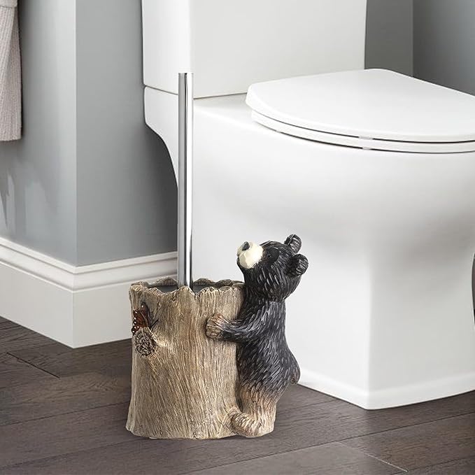 Bear Toilet Brush Holder Set Black Bear Toilet Bowl Brush Cleaner Bathroom