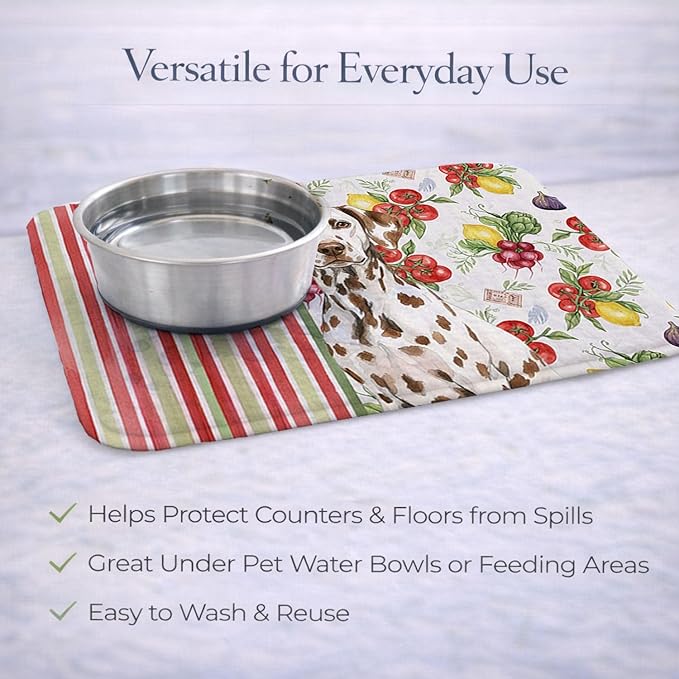 Caroline's Treasures Liver Dalmatian Vegetables Dish Drying Mat Absorbent Dish Drying Mat Pad for Kitchen Counter Dish Drainer Mat for Countertop 14 x 21 Multicolor