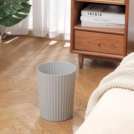 JiatuA Small Trash Can Plastic Wastebasket Garbage Container Bin for Bathroom Kitchen Under Sink Bedroom Home Office College Dorm Pink &amp Grey