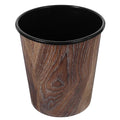 Cabilock Vintage Plastic Trash Can Wood Grain Waste Basket 7L Open Top Garbage Bucket Rubbish Bin Round Garbage Can Farmhouse Container for Kitchen Bathroom Office Under Desk