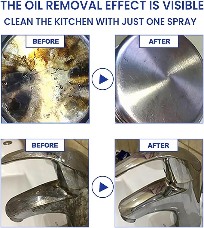 Kitchen Grease Foam Cleaner Set - Removes Stubborn Oil Stains Burn Marks &amp Grime Fresh Scent(2PCS)