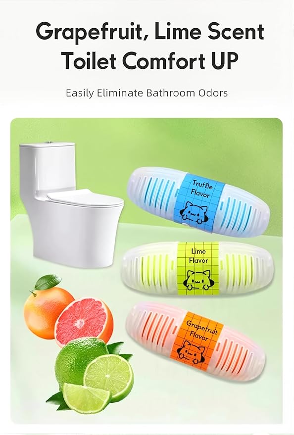 Hanging Toilet Bowl Cleaner 3 Scents Automatic Toilet Rim Cleaner with 500 Long Lasting Stain Removing Odor Eliminating Toilet Freshener for Standard &amp Smart Toilets (LIME Eighteen)