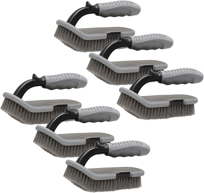 EvaClean Heavy-Duty 7 Inch Scrub Brushes Stiff Bristle Cleaning Brushes for Bathroom Shower Kitchen Tile Carpet &amp Floor Non-Slip Handle Scrubber for Tough Dirt Grime Soap Scum &amp Mildew