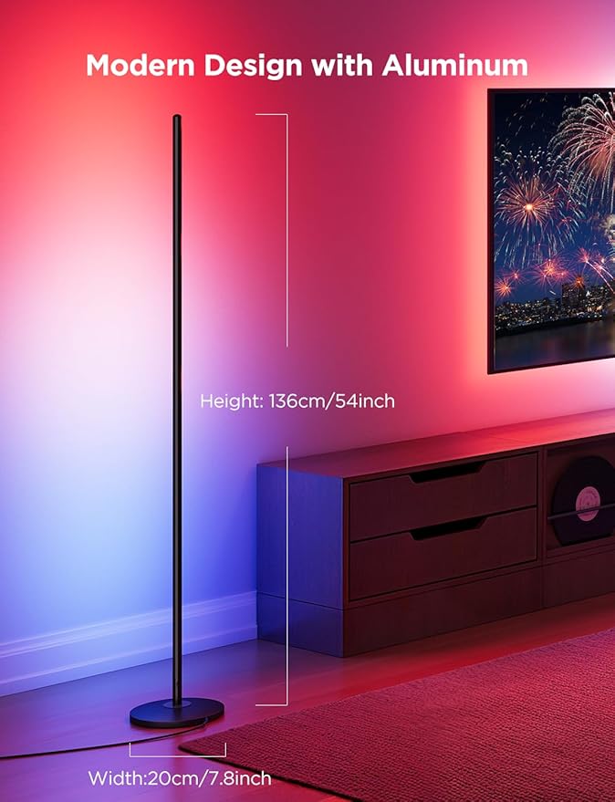 Govee RGBIC Floor Lamp Basic 2-Pack Compatible with Alexa LED Smart Standing Lamp with Voice Control Color Changing Bedside Floor Lamp for Bedroom Nightstand Corner Lights Black