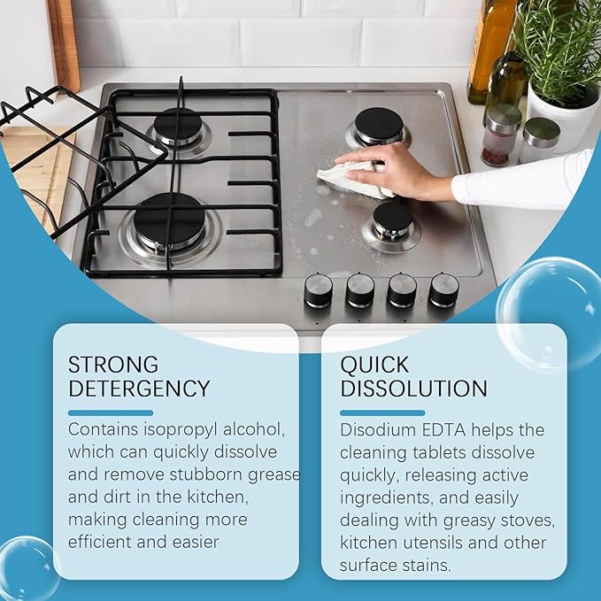 Kitchen Grease Cleaning Sheets Multi-Purpose Degreaser For Stovetops &amp Surfaces Fast Dissolving(2PCS)