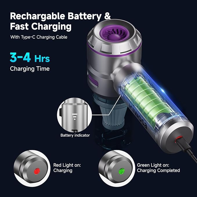 Handheld Vacuum Cordless Car Vacuum Cleaner with Brushless Motor Strong Suction Vacuum &amp Compressed Air Dusters with LED Light Type C Port Wireless Mini Portable Hand Vacuum Blower for Home P