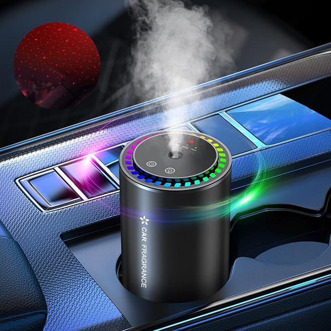 Smart Car Air Freshener New Ultrasonic Car Diffuser Star Projector &amp RGB Voice-Activated 5S Full Odor Clean 3 Mode &amp Auto On/Off 50ML Refillable Scent Long Lasting Up to 135 Days - Ocean