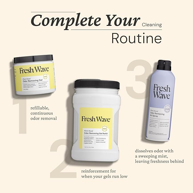 Fresh Wave Lemon Odor Removing Gels and Spray Bundle: (2) 15oz. Gels and (1) 8fl. oz. Spray
