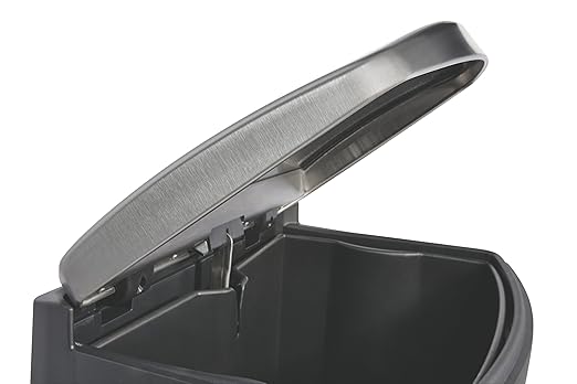 Rubbermaid Commercial Products Slim Jim Front Step-On Trash Can 4-Gallon Black Stainless Steel Hands-Free Garbage Can/Container for Home/Kitchen/Office/Restaurant