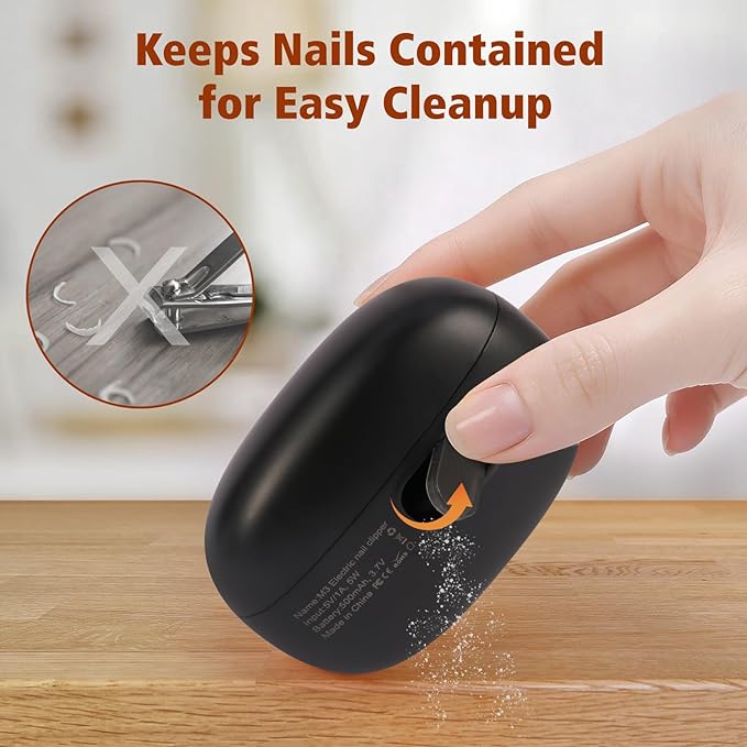 Electric Nail Clipper 2 in 1 Nail Care Tool with Filing Function Safe &amp Gentle Nail Trimmer with LED Light Quiet and Effortless Rechargeable for Adults &amp Seniors(Black)