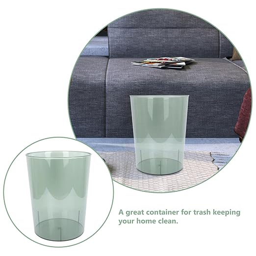 Cabilock Office Waste Basket Round Waste Storage Bin Clear Large Capacity Kitchen Trash Can Wastebasket Garbage Container Bin for Home Bathroom Bedroom Kitchen Office (Green) Clear Container
