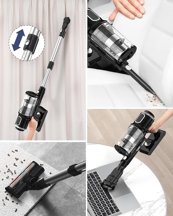 V12 Cordless Vacuum Cleaner 400W 65Mins Cordless Stick Vacuum Powerful Suction LED Touch Display Rechargeable Wireless Handheld Lightweight Vacuum for Home Hard Floors Carpet Car Pet Hair