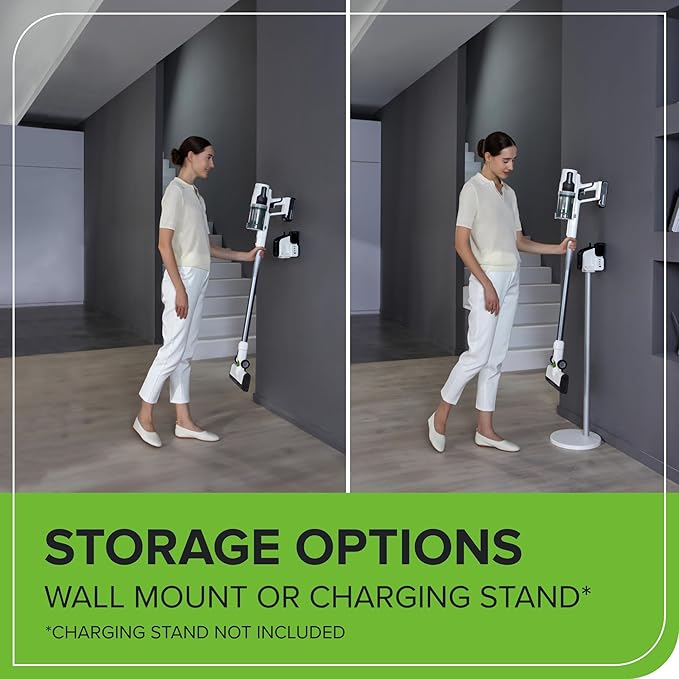 Greenworks 24V Brushless Cordless Stick Vacuum Lightweight Handheld Pet Anti-Allergen HEPA Filtration Hard Floor Carpet Car 4Ah Battery and 30-Minute Charge Time (White)
