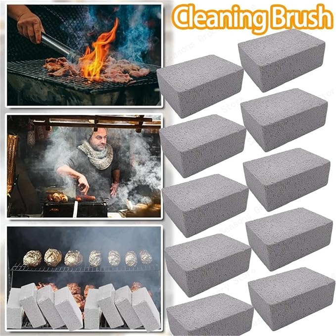 Pumice Stone for Grill Cleaning 1-10PCS BBQ Grill Cleaning Bricks Foam Glass Pumice Stones for Outdoor Kitchen Tools(10PCS)