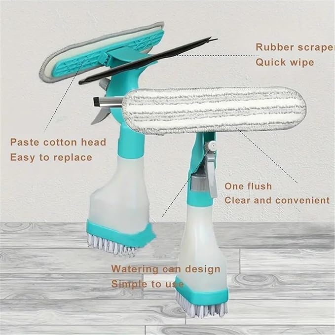 Glass Cleaner Kit: SprayCleaning Brush for Floors Walls Tiles Windows - Multifunctional
