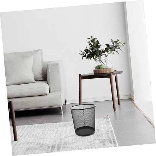 VOSAREA 2pcs Simple Style Metal Trash Container Round Wastebasket for Home Supplies