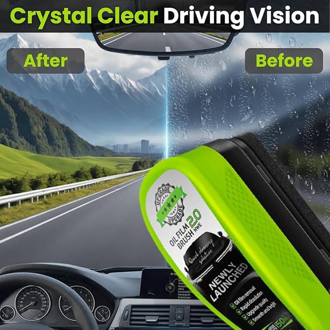 Clear Vision Glass Cleaner Windshield Cleaner 2025 Upgrade 2.0 Glass Cleaner Reusable Rain and Fog Cleaning Glass Brush (2 Green)