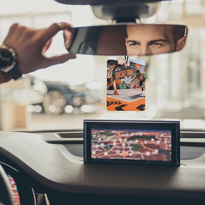 5PCS Car Air Freshener Hanging Personalized Double Sided Streetball Duel Car Fresheners Long Lasting New Cars Scents Cute Automotive Freshies for Closets Drawers (tea)
