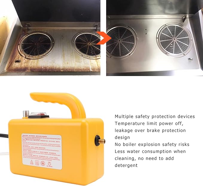 High Pressure Steam 250-300KPa Handheld Steam for Stain Removal Curtains Car Seats Floor Window Cleaning High Temp Steamer Cleaning Machine Safety Protection