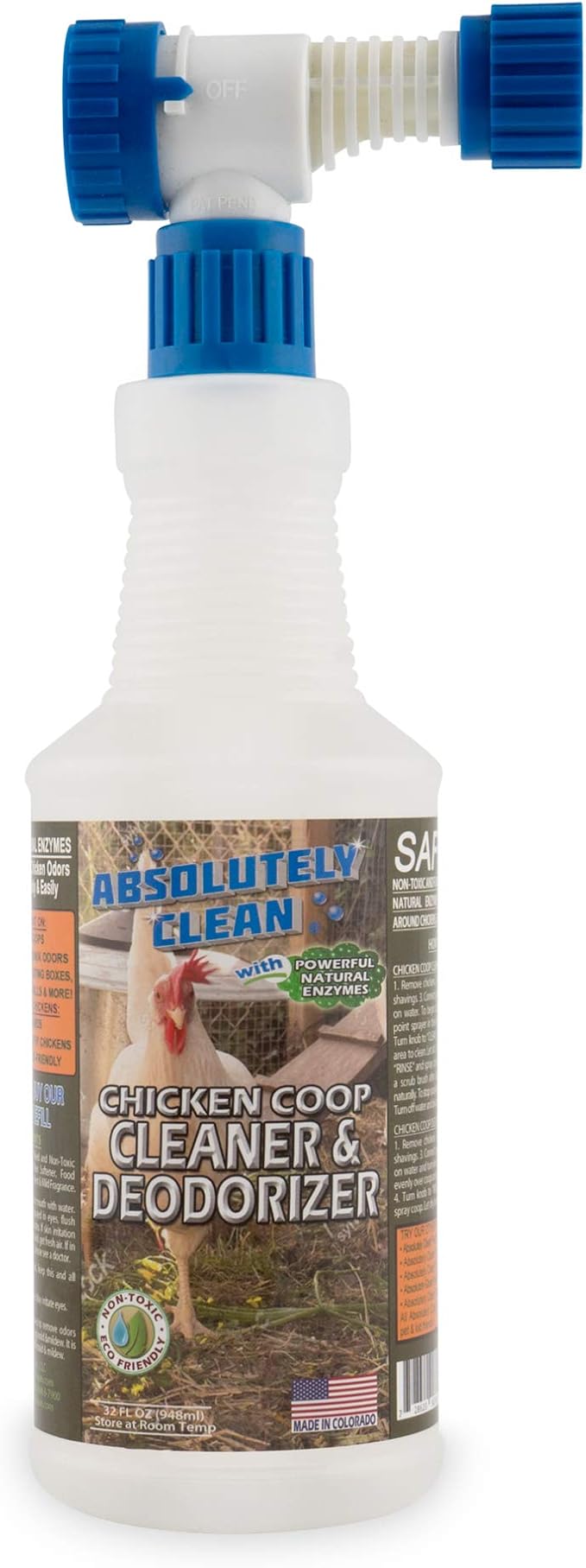 Absolutely Clean Chicken Coop Cleaner and Deodorizer Veterinarian Approved Powerful Natural Enzyme Cleaner Safely Eliminate Tough Messes and Odors Made in Colorado