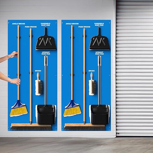 Clean &amp Sweep 5S Shadow Board/Wall Mount Broom Holder 68 x 30 Board 5S Cleaning Station - Board Only Tools Sold Separately Made in The USA by AccuformNMC Blue/White PSB614BUWT