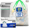 30 Gallon Trash Bags Drawstring White Garbage Bags 30 gallon 30 x 33 Trash Can Liners 1 Mil Pack of 150