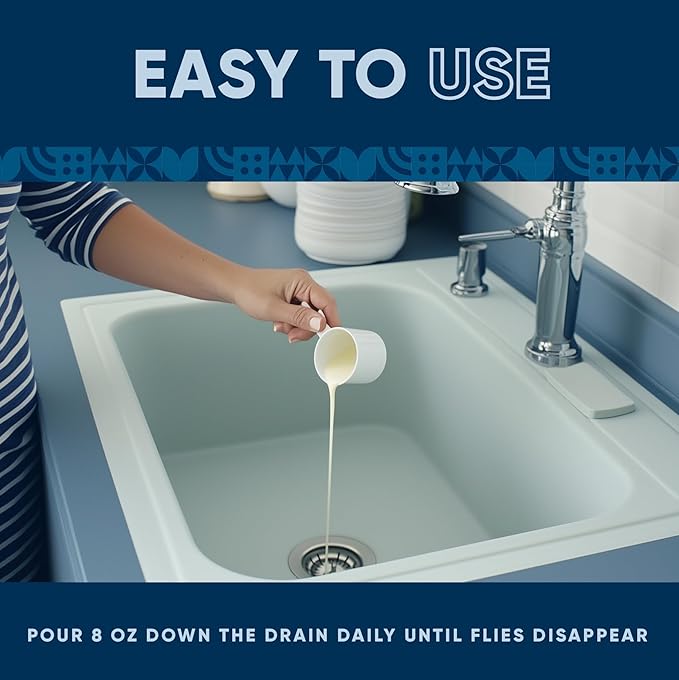 Fruit Fly Drain Treatment | Drain Fly Eliminator | All-Natural Eliminates Gnats Sewer Flies and More - Works in All Drains - 1 Gallon