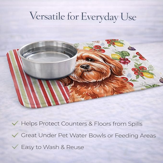 Caroline's Treasures Red Lhasa Apso Vegetables Dish Drying Mat Absorbent Dish Drying Mat Pad for Kitchen Counter Dish Drainer Mat for Countertop 14 x 21 Multicolor