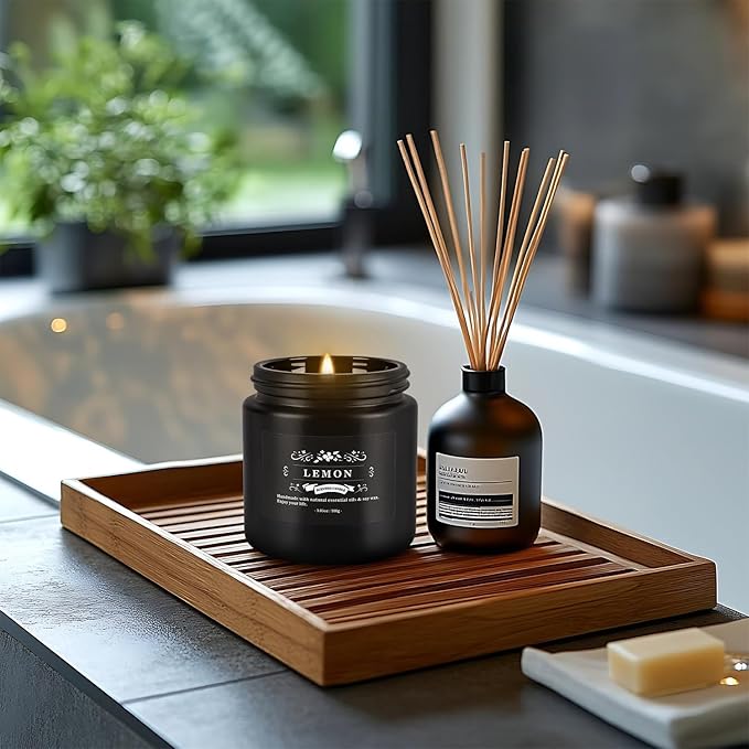 Scented Candle Set 12 PackBlack Candle for Home Scented Odor Eliminating Stress Relief Long Lasting Soy Wax Gift Set