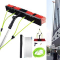 34.5ft Window cleaning pole Hose Fed Water fed Telescopic Extendable Solar Panel Conservatory Brush Equipment Kit/ 10.5m Rod / 50cm Brush Head