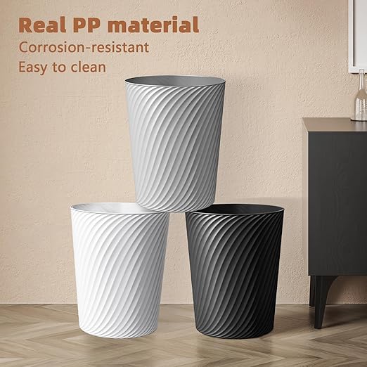 Small Trash Can 3 Pack 1.8 Gallons Bathroom Trash Can &amp Garbage Can with 6 Trash Bags Bedroom Trash Bin &amp Waste Basket for Office Bedroom Living Room Kitchen Compact Space