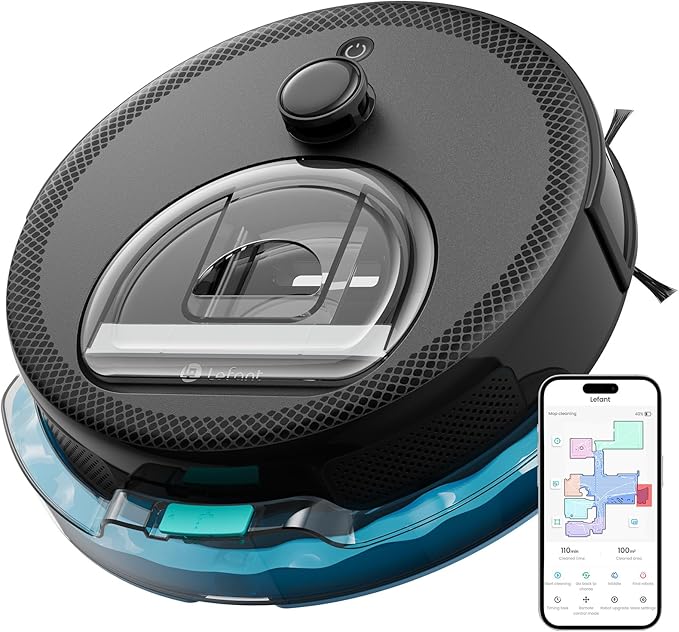 Lefant LiDAR Robot Vacuum and Mop 450ml Visible Dustbin Upgraded 190° PSD Obstacle Avoidance Customized Cleaning Multi-Floor Mapping 150 Mins Runtime WiFi/Alexa/APP Pet Hair &amp Carpets M330
