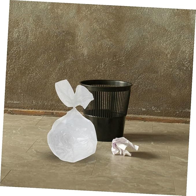 Thick Flat Plastic Trash Bags 300pcs (45x50cm) White Kitchen Garbage Can Liners for Bathroom Office Wastebasket Use