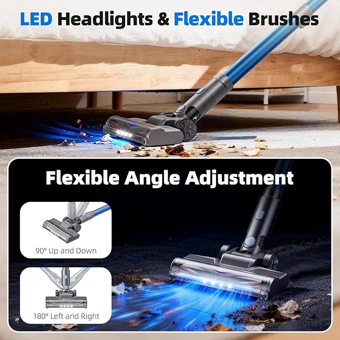 BlueEpic Cordless Vacuum Cleaner for Home 40KPA/300W Stick Vacuums with Charging Wall Dock Anti-Tangle 6 in 1 Lightweight Handheld Vacuum for Pet Hair Hard Floor Carpet