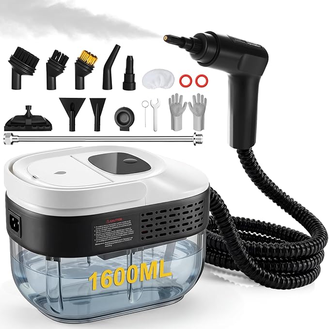 2500W Portable Handheld Steam Cleaner54oz Large Capacity3-Level Adjustable Handle15s Fast Heating Steamer for Cleaning with 20 Pcs AccessoriesPlug-and-Play Steam Cleaner for HomeCarKitchenMore