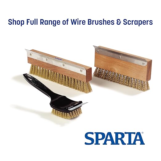 SPARTA Pizza Oven Brush Replacement Head with Crimped Brass Bristles and Stainless-Steel Scraper Durable Ideal for Commercial Kitchens 10 Inches Wood