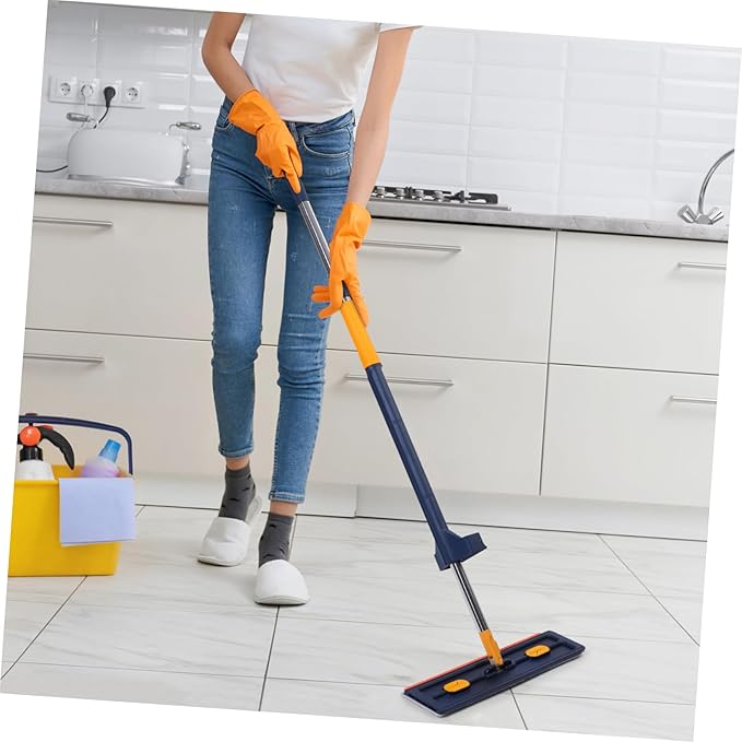 Large Flat Mop with Cleaning Compartment Non Wash Design Reusable Pads Thick Material for Strong Absorption Efficient Floor Cleaning Tool for Home Use