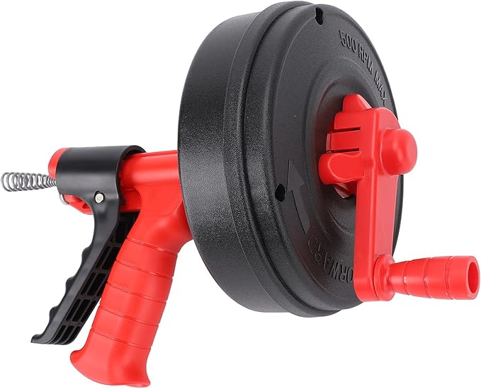 Asixxsix Drain Snake 65 Manganese Steel Spring High Hardness Flexible Clog Remover Manual or Drill Powered Plumbing Snake for Toilet Kitchen Bathtub with Gloves (10m Spring)