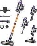 Cordless Vacuum Cleaner 600W 55KPA 60Mins Vacuum Cleaners for HomeAnti-tangle Wireless VacummRechargeable Vacuum With Green LightPowerful Stick Vacuum for Carpet/Hardwood FloorsPet HairPurple