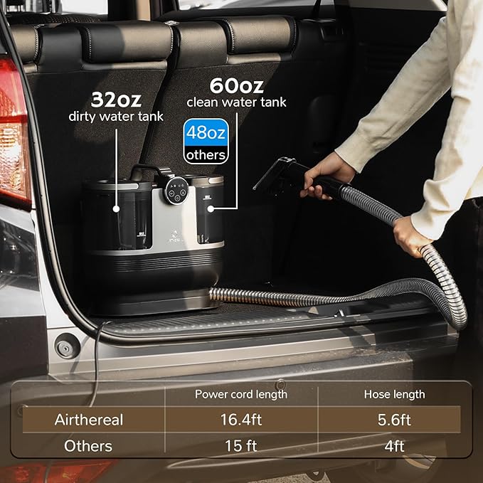 Airthereal S1 Carpet Cleaner Machine Instant Heating Portable Upholstery Spot Cleaner Shampooer Machine with Self-Cleaning 14 Kpa Stain Remover Deep Cleaner for Pets Stairs Car Seat and Couch